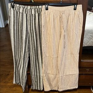 ✨BOGO✨Set of Wide-Leg Pinstriped Linen Pants